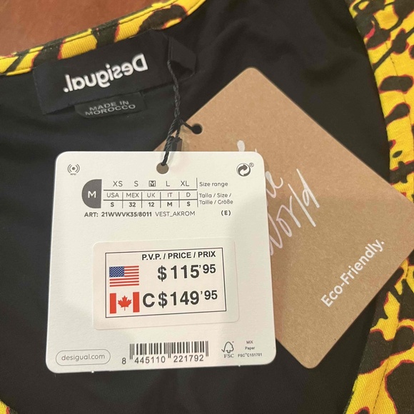 New NWT Desigual Yellow Black Dress Leopard Animal Print Dress A-line Vneck Sz M - Picture 3 of 7